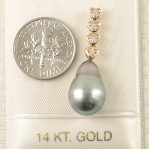 Baroque Tahitian Pearl & Diamond Heart-Bale Pendant 14k