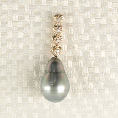 Baroque Tahitian Pearl & Diamond Heart-Bale Pendant 14k