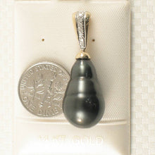 Load image into Gallery viewer, Baroque Tahitian Pearl Pendant in 14k Yellow Gold &amp; Diamonds