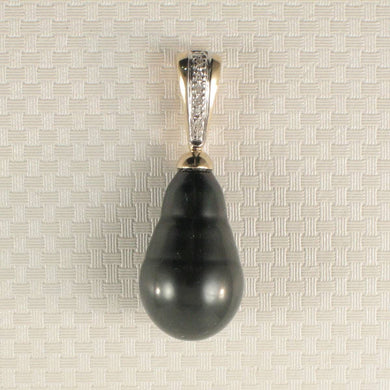 Baroque Tahitian Pearl Pendant in 14k Yellow Gold & Diamonds