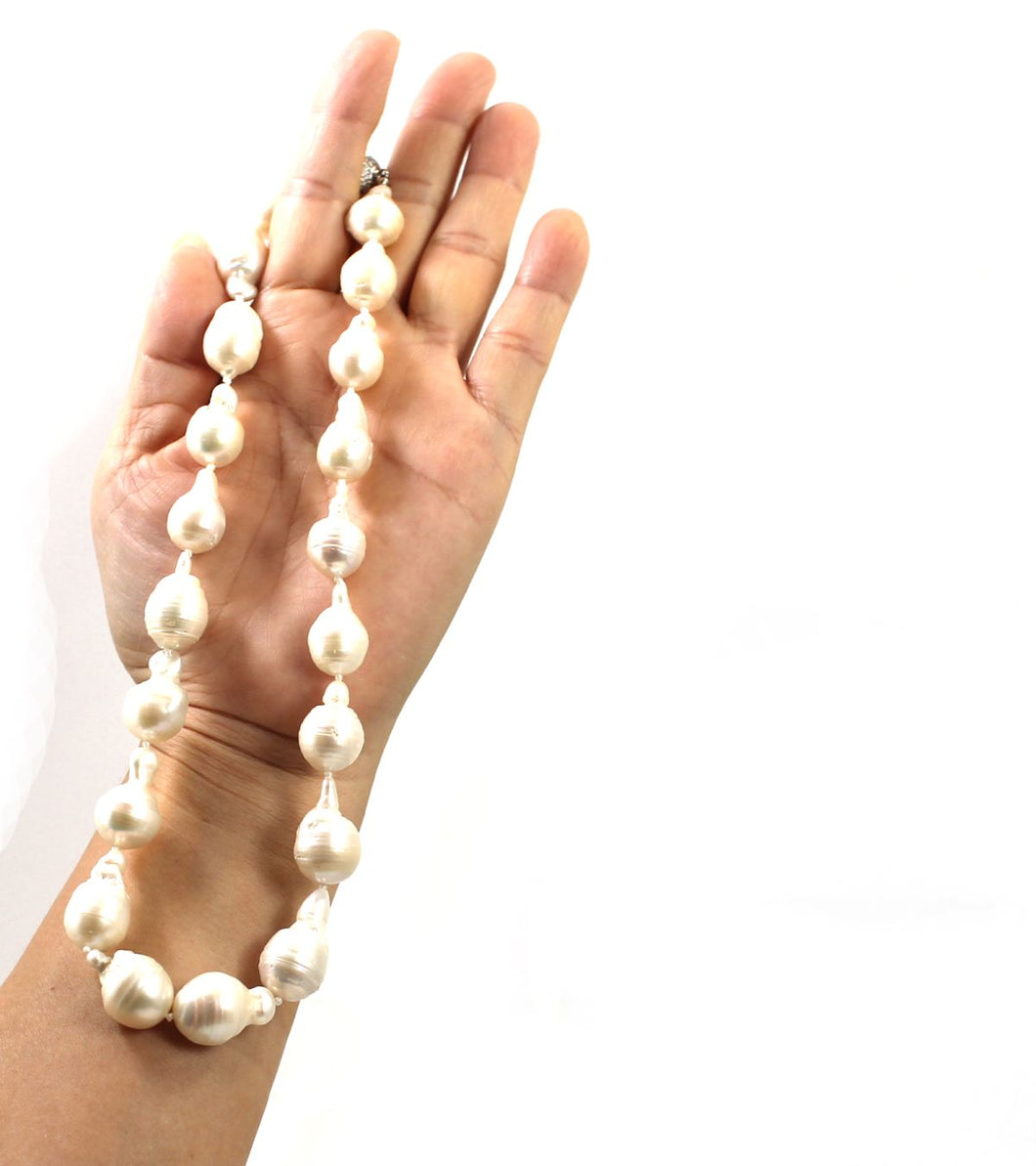 Large Baroque Pearl Necklace with CZ Magnet Clasp – 18