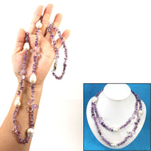 Load image into Gallery viewer, Baroque White Pearl &amp; Amethyst Chip Necklace
