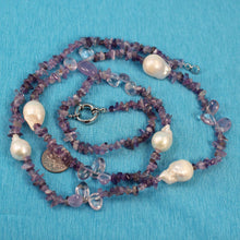 Load image into Gallery viewer, Baroque White Pearl &amp; Amethyst Chip Necklace