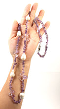 Load image into Gallery viewer, Baroque White Pearl &amp; Amethyst Chip Necklace