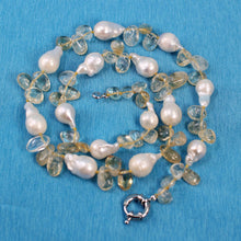 Load image into Gallery viewer, Baroque White Pearl &amp; Citrine Quartz Necklace – 25”
