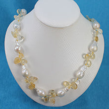 Load image into Gallery viewer, Baroque White Pearl &amp; Citrine Quartz Necklace – 25”