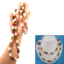 Load image into Gallery viewer, Baroque White Pearl &amp; Multicolor Quartz Necklace – 34”