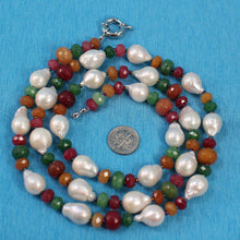 Load image into Gallery viewer, Baroque White Pearl &amp; Multicolor Quartz Necklace – 34”