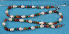 Load image into Gallery viewer, Baroque White Pearl &amp; Multicolor Quartz Necklace – 34”