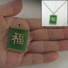 Load image into Gallery viewer, Beautiful 14k Yellow Gold Joy Green Jade Board Pendant Necklace