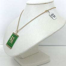 Load image into Gallery viewer, Beautiful 14k Yellow Gold Joy Green Jade Board Pendant Necklace