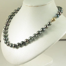 Load image into Gallery viewer, Beautiful 14k Yellow Gold Clasp Graduated Black Tahitian Pearl Necklace