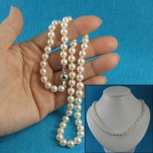White Akoya Cultured Pearl Hand-Knotted Necklace with 925 Silver Clasp