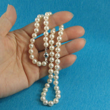Load image into Gallery viewer, White Akoya Cultured Pearl Hand-Knotted Necklace with 925 Silver Clasp