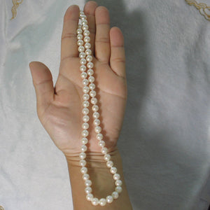 White Akoya Cultured Pearl Hand-Knotted Necklace with 925 Silver Clasp