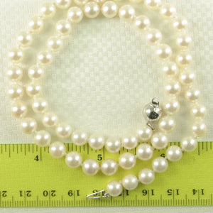 White Akoya Cultured Pearl Hand-Knotted Necklace with 925 Silver Clasp
