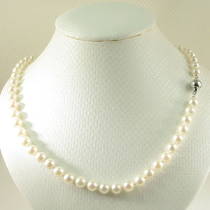 White Akoya Cultured Pearl Hand-Knotted Necklace with 925 Silver Clasp