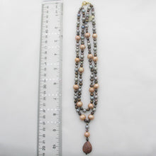 Load image into Gallery viewer, Double Strand Champagne Pearl &amp; Agate Necklace with Gold-Plated Clasp