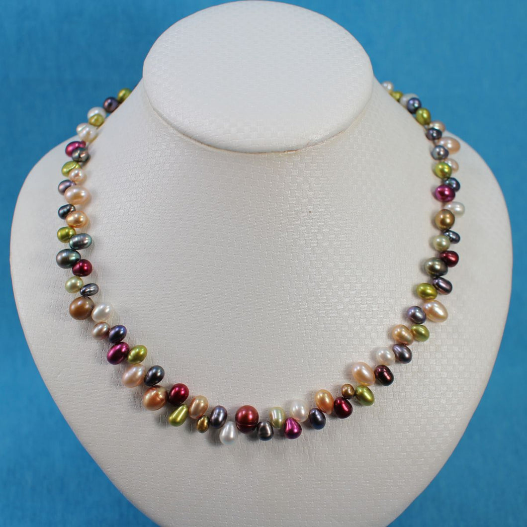 Hawaiian Rainbow Freshwater Pearl Necklace – Silver Clasp