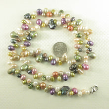 Load image into Gallery viewer, Hawaiian Rainbow Multi-Color Pearl Necklace – .925 Silver Clasp