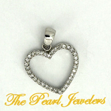 Beautiful Love Heart 14k White Gold Diamond Pendant (Larger)