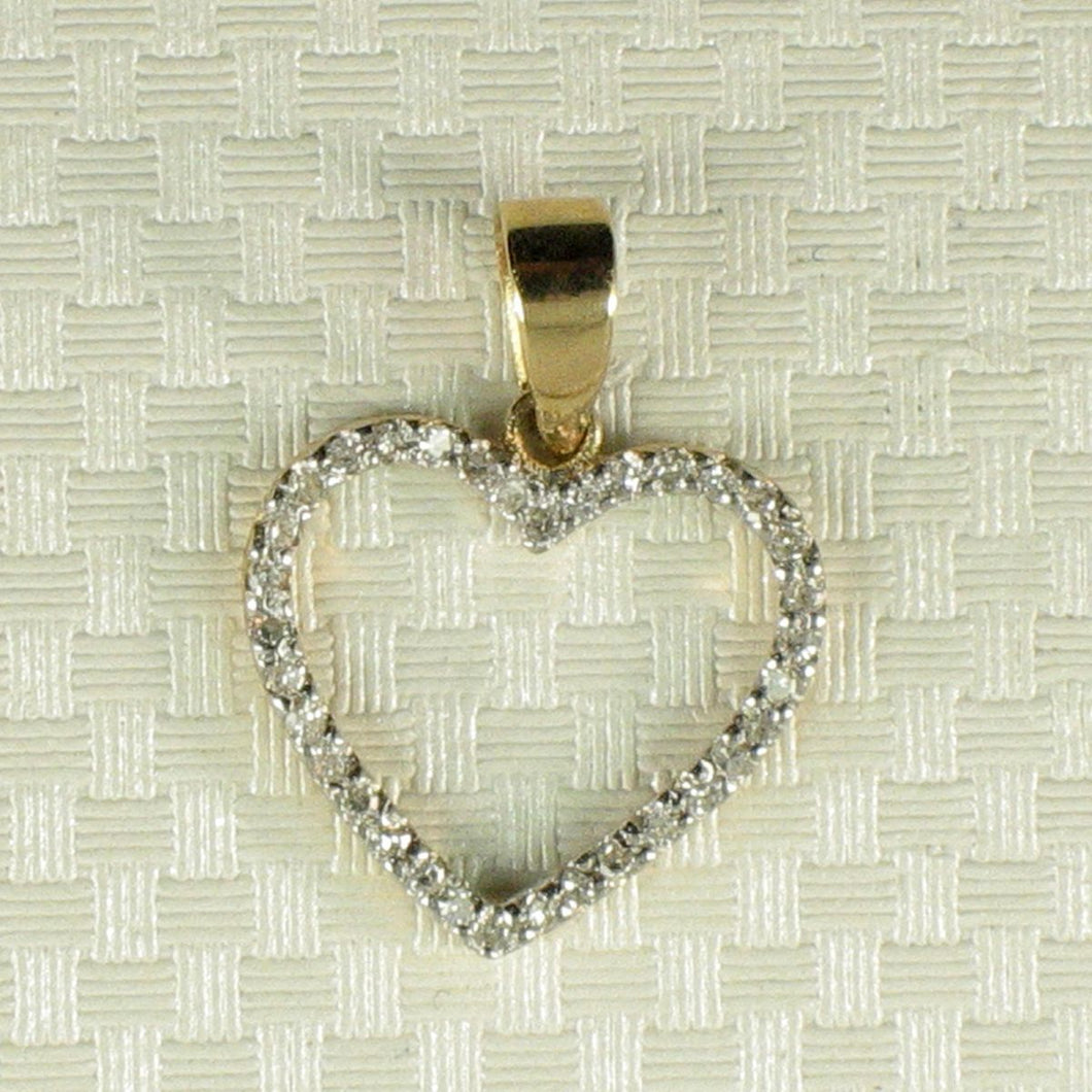Beautiful & Love Heart 14k Yellow Gold Diamond Pendant Necklace