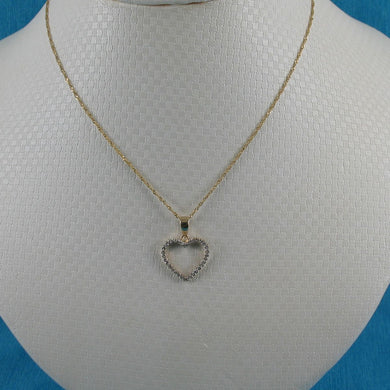 Beautiful & Love Heart 14k Yellow Gold Diamond Pendant Necklace