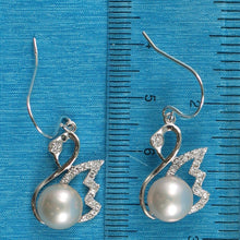 Load image into Gallery viewer, Sterling Silver Pink Pearl CZ Hook Earrings (38 CZ)