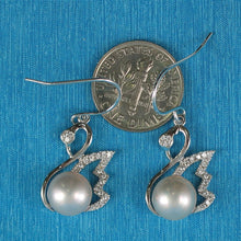 Load image into Gallery viewer, Sterling Silver Pink Pearl CZ Hook Earrings (38 CZ)