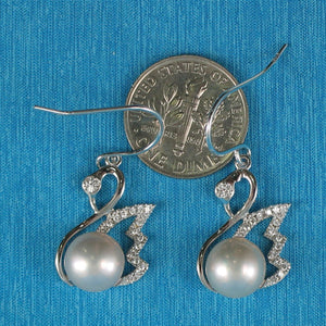 Sterling Silver Pink Pearl CZ Hook Earrings (38 CZ)