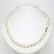 Load image into Gallery viewer, White Semi-Round Freshwater Pearl Hand-Knotted Necklace with 925 Silver Clasp