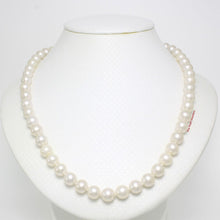 Load image into Gallery viewer, White Semi-Round Freshwater Pearl Hand-Knotted Necklace with 925 Silver Clasp