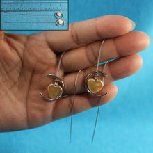 Load image into Gallery viewer, Sterling Silver Threader Peach Coin Pearl Earrings (Heart Shape)