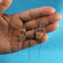 Load image into Gallery viewer, Sterling Silver Threader Peach Coin Pearl Earrings (Heart Shape)
