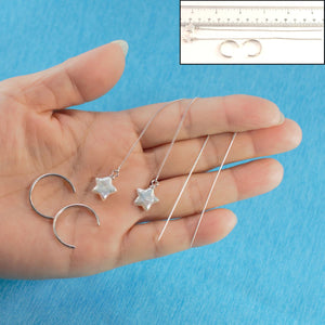 Sterling Silver Threader White Coin Pearl Earrings (Star Shape)