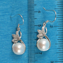 Load image into Gallery viewer, Sterling Silver White Pearl 24 CZ Hook Earrings