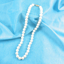 Load image into Gallery viewer, White Cultured Pearl Hand-Knotted Necklace with 14K Yellow Gold Clasp