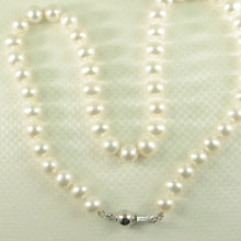 Load image into Gallery viewer, White Freshwater Pearl Hand-Knotted Necklace with 925 Silver Clasp