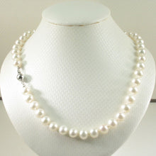 Load image into Gallery viewer, White Freshwater Pearl Hand-Knotted Necklace with 925 Silver Clasp