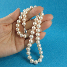 Load image into Gallery viewer, White Freshwater Pearl Hand-Knotted Necklace with 925 Silver Clasp