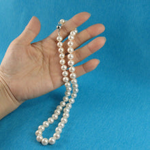 Load image into Gallery viewer, White Freshwater Pearl Hand-Knotted Necklace with 925 Silver Clasp