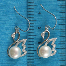 Load image into Gallery viewer, Sterling Silver White Pearl CZ Hook Earrings (38 CZ)