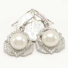 Load image into Gallery viewer, Sterling Silver AAA White Pearl CZ Hook Earrings (72 CZ)