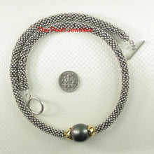Load image into Gallery viewer, 16mm Black Tahitian Pearl with Silver 925 Bali Beads Necklace
