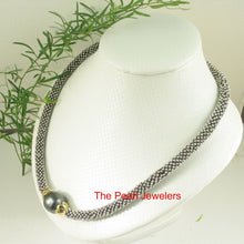 Load image into Gallery viewer, 16mm Black Tahitian Pearl with Silver 925 Bali Beads Necklace