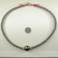 Load image into Gallery viewer, 16mm Black Tahitian Pearl with Silver 925 Bali Beads Necklace