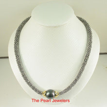 Load image into Gallery viewer, 16mm Black Tahitian Pearl with Silver 925 Bali Beads Necklace