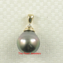 Load image into Gallery viewer, 14k Yellow Gold Bell-Bale &amp; Diamond Accent Tahitian Pearl Pendant