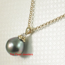 Load image into Gallery viewer, 14k Yellow Gold Bell-Bale &amp; Diamond Accent Tahitian Pearl Pendant