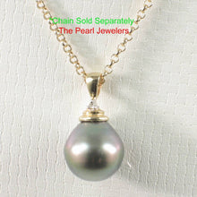 Load image into Gallery viewer, 14k Yellow Gold Bell-Bale &amp; Diamond Accent Tahitian Pearl Pendant